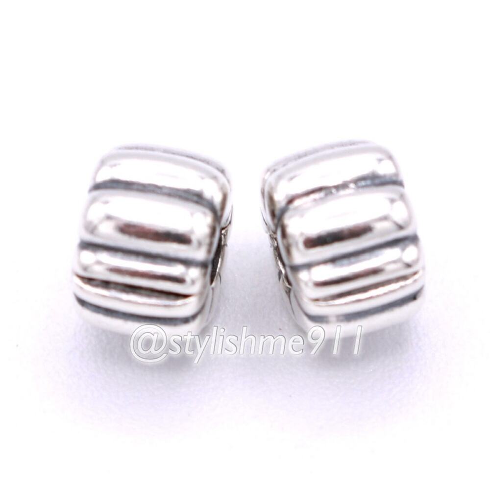 Two Authentic PANDORA Grooved Clips - 790163